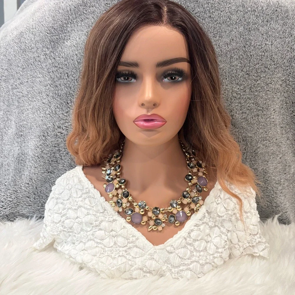 Elegant Bib Necklace Statement Purple Grey Gold Tone Cabochon Glam Evening 20587
